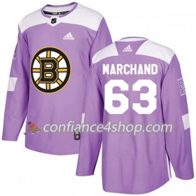 Adidas Maillot de Hockey Boston Bruins Brad Marchand 63 2017-2018 Violet Fights Cancer Practice Authentic - Homme